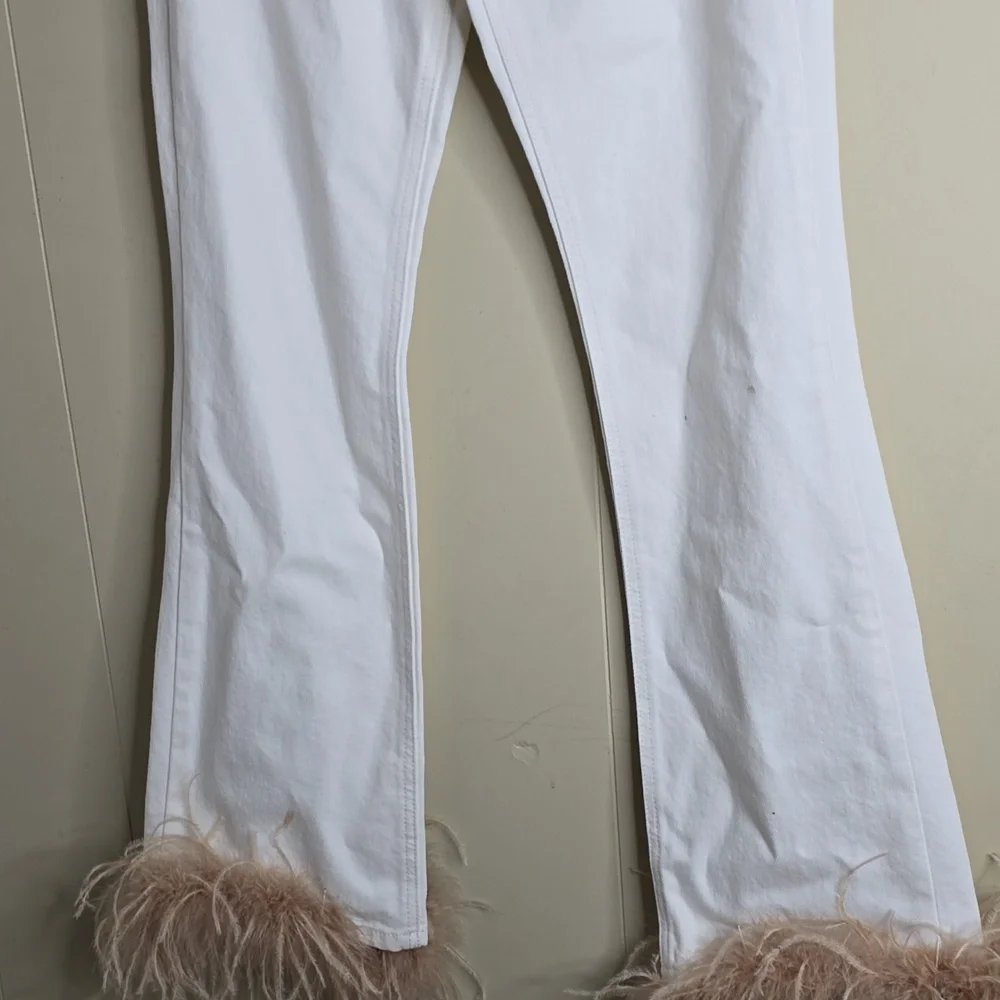 Gianni Bini X Nastia Liukin Anna Denim Straight Leg Feather Detail Jeans 25w - Picture 7 of 12